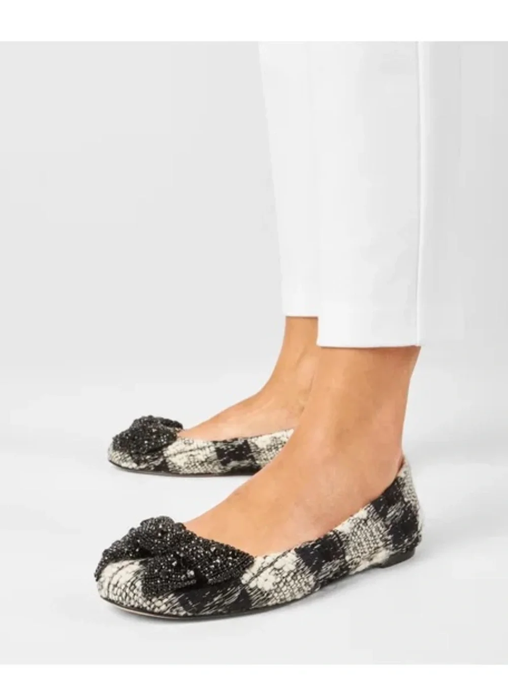 TORY BURCH |  CRYSTAL BOW BALLET~  WOOL CASTRES ~ Size 9